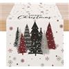 ViaElayu Runner Centrotavola Natalizio Albero di Natale con Fiocchi di Neve Rosso e Nero Grigio Runner Natale Centro Tavola Natalizio Elegante Moderno Lavabile Centro Tavolo Natale 40x140 cm