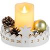 Inweder Corona Avvento Portacandele con Candele LED, Calendario Avvento | Numeri 3D Dorati, Stella Bianca Mobile, Decorazioni Natalizie Scandinave, Portacandela in Resina per Tavolo, Credenza, Camino