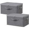 XTDMJ 2 scatole portaoggetti con coperchio, in tessuto con manico, pieghevole, per camera da letto, soggiorno, 38 x 26 x 16 cm, colore grigio