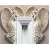 ITODA Cornice porta angelo scultura da parete sinistra destra telaio ala d'angelo scultura vintage shabby avorio scultura da parete 3D chic Angelica figurine ornamenti per telaio porta camino