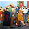 Social Crazy Stampa in Tela Canvas 100% QUALITà ITALIA - Botero - La strada - effetto Dipinto Idea Regalo Casa quadro cucina stanza da letto soggiorno (60x62 cm)