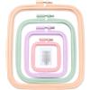 REBECASKYENS 4 telai da ricamo quadrati, multicolore, plastica, rettangolare, 4 misure: 7 x 7,5 cm, 9,5 x 11 cm, 14,5 x 16,5 cm, 22 x 19,5 cm