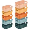 Victse Cestino Portaoggetti Plastica, Scatole Portaoggetti, Contenitori Cucina, Contenitore Plastica, Organizer Portaoggetti per Cucina, Armadio, Ufficio, Bagno, Casa (10 Pezzi)