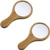 JIHUOO 2 Pz Piccolo Portatile Legno Specchio Trucco Specchio Trucco Rotondo Specchio Cosmetico In Legno Palmare Specchio