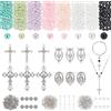 PH PandaHall Kit per la creazione di rosari da 1092 pezzi, 8 colori, perline di vetro, rosario, preghiera, set di collane pasquali, ciondoli a croce, risultati di gioielli per la creazione di collane