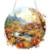 KEYIFA 5D Diamond Painting kit Completo, Villaggio Montagna Autunno Pittura Diamante Ciondolo Fai da Te, Diamond Painting Cristalli Ornamento Appeso per Adulti, Principianti, Decorazione Casa