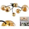 hofstein Plafoniera Chehalis, lampada da soffitto in metallo/vetro nero/oro/ambra, lampada in stile retrò/vintage con ombrelli in vetro (Ø 10, 12, 15 cm), 6 LED G9, senza lampadina