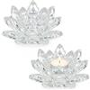 Junrvivy Set di 2 portacandele in cristallo a forma di fiore di loto, per lumini fino a 4 cm di diametro, elegante decorazione da tavolo per Natale, matrimonio, soggiorno, meditazione, regalo