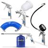 Goodyear - Kit di 5 accessori per compressore d'aria: pistola di soffiaggio, gonfiatore con manometro da 0 a 8 bar, pistola per vernice da 600 ml, pistola per olio da 900 ml e tubo a spirale da 5 m