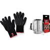 Weber 6670 - Guanti per Barbecue, Nero & 17631 - Kit Ciminiera di Accensione + 2 Kg di Bricchetti + 3 Cubetti Accensione