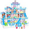 Skirfy Casa delle Bambole per Bambine, 4 Piani, 13 Stanze con Luci | 2 bambole, 2 cagnolini, mobili, scivolo e accessori da arredare per giochi di ruolo creativi dai 3 anni