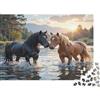 N5D9Z6E2 Cavalli del fiume Puzzle 1000 Pezzi per Adulti Carta Paesaggio Naturale Gioco di Puzzle 1000 Pezzi Famiglia Relax Decorazione Regalo 52x38cm/1000pcs