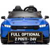 Mondial Toys Ford Mustang GT 24V Auto Elettrica per Bambini 2 Posti Macchina con Telecomando Due Cinture a 3 Punti Luci LED Bluetooth Full Optional Carico Massimo 60 Kg