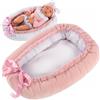 Kinderplay Borsa per bambola, 43 cm, morbida borsa per bambola, reversibile, rosa/bianco, nido/lettino da viaggio, leggera e lavabile, accessorio per bambole da 30 a 43 cm, regalo dai 3 anni in su