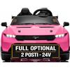 Mondial Toys Ford Mustang GT 24V Auto Elettrica per Bambini 2 Posti Macchina con Telecomando Due Cinture a 3 Punti Luci LED Bluetooth Full Optional Carico Massimo 60 Kg (Rosa)