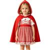 Generico Costume Cappuccetto Rosso Bambina Vestito Quadri Mantello | Costume Cappuccetto Rosso per Bambina Vestito a Quadri Maniche Corte con Mantello Rosso Due Pezzi Halloween Festa