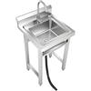 Poyujkyhr Lavello autoportante, 50 x 50 x 93 cm, in acciaio inox, lavello commerciale con rubinetto a 360°, cestello filtrante e scarico per esterni, per cucina, ristorante, giardino, lavanderia