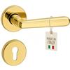 Gedotec Set di maniglie per porta in ottone - PZ - ottone lucido | ALT WIEN - Maniglia per porte di camere e porte interne, quadrata, 8 mm, rosetta rotonda per porte di spessore da 35 a 47 mm