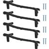 Luxeu Maniglie per Vassoio in Resina, 4 Pezzi 96mm Maniglie Cucina a Forma di Rami, in Acciaio Inox, con 8 Viti, per Stampo Vassoio da Portata in Silicone (Nero)