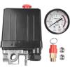 Snugawarm Pressostato per compressore d'aria 175 PSI a 4 porte, regolatore di collettore con valvola di sicurezza, controllo on/off automatico per sistemi 220 V-240 V, filettatura 6,35 mm, ABS