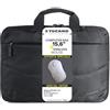Tucano borsa + mouse wireless (borsa slim per notebook da 15,6", tracolla colore nero + mouse wireless colore bianco)