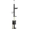 PawHut Albero per Gatti a Soffitto 5 in 1 Alto 220-240 cm, Grigio Scuro | Torre per Gatti fino 5 kg e Gattini, Amaca, Casetta, Piattaforme a Fiore, Pali in Sisal,Tiragraffi a Soffitto