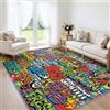 Generic Tappeto salotto Graffiti Street Art Cool 140 x 200 cm lavabile in lavatrice | Pop Art, morbido, antiscivolo, pelo raso, per camera da letto, corridoio, ufficio, sala da pranzo