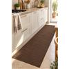 TAPPETIK Tappeto Cucina Soft Touch, Passatoia Antimacchia e Idrorepellente, Sottile e Morbida al Tatto, Tappeto Moderno per Cucina, Corridoio e Soggiorno, Made in Italy (Marrone, 50 x 140 cm)
