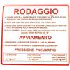 Generico Etichetta Adesivo Scritta RODAGGIO Compatibile con Vespa 50 Special L R N / 90 - 125 ET3 Primavera