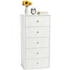 GFEMTH Settimino Cassettiera 5 Cassetti Scanalata, Cassettiera Salvaspazio Bianca, Cassettiera Camera da Letto stretta per Soggiorno, Camera da letto, Corridoio, 35x50x100 cm (Bianco)