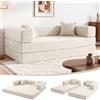 LIOVOYO Divano Letto 5 in 1 in Velluto a Coste, 160×90×70 cm, Divano da Terra Trasformabile con Schiuma ad Alta Densità, Pet-Friendly ed Ergonomico, Senza Montaggio, Bianco
