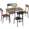 Garvee Set di tavolo da pranzo da 5 pezzi, in legno con 4 sedie imbottite in poliuretano, struttura industriale in metallo, set dinette per sala da pranzo, cene a casa, feste, appartamenti, studio