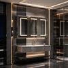BIYFSDS Armadietto da bagno con specchio e LED a 3 ante, armadietto da toilette con specchio e presa, specchio da bagno con vano portaoggetti e 3 ripiani regolabili (Bianco-3, 100x14x60 cm)