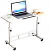 Thaookte Scrivania in piedi regolabile in altezza, scrivania mobile con ruote, altezza 65-87 cm, con piano inclinabile e ruote bloccabili, per camera da letto, soggiorno, ufficio, bianco, 40 x 60 cm