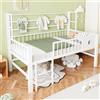 OKMYHOME Letto a soppalco 90 x 200 cm per bambini con ripiano in rete, letto singolo con rete di sicurezza da 30 cm, telaio basso a soppalco con spazio sotto il letto, bianco (senza materasso)