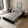 Ktipm 190 cm Divano Letto Estraibile 3 in 1 con 2 Cuscini, Grigio Chiaro | Divano Letto 2 Posti, Divano Letto in Velluto, 190x205x91 cm