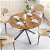 MOHUANG Tavolo da pranzo rotondo, stile industriale, diametro 120 cm, generoso, con piedini a X, marrone vintage, nero, cucina, soggiorno