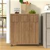 HIYYIH Armadio da Cucina a 3 Compartimenti, con Sistema di Raccolta Differenziata, a 3 Porte, con Ruote, Aspetto Rovere, 69,3 x 35 x 80,3 cm, Naturale