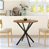 MOHUANG Tavolo da pranzo rotondo, stile industriale, diametro 80 cm, con piedini a X, colore marrone vintage e nero, tavolo da cucina, home office