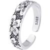 Anello Intagliato Regolabile In Argento Sterling 925 Donna Gioielli