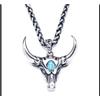 Collana Uomo Punk Teschio Bull Ciondolo Hip Hop Biker Acciaio Inox 60 cm