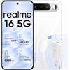 realme 16 5G Smartphone, 8+256 GB, Certificazione IP69, Doppia SIM, Ricarica rapida 45 W, Funzioni IA, Batteria da 6550 mAh, Display piatto da 6,57a 120 Hz, Fotocamera da 50 MP, Bianco