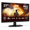 AOC Gaming Monitor Q27G42ZE 27 pollici 2560x1440, WQHD, 260Hz, Fast IPS Panel, 1ms GtG, (HDMI1x 2.0) HDR10, G-Sync Compatible, Nero