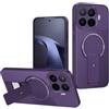 YXINDAFU Cover per Xiaomi 17T 5G,viola | con supporto Pieghevole magnetica,Custodia fibra di carbonio antigraffio,Ultra sottile Antiurto TPU Silicone protezione Case