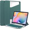 ZORSOME Custodia per tastiera per Samsung Galaxy Tab S6 Lite da 10,4 pollici (2024/2022/2020), custodia antiurto per tablet con tastiera wireless rimovibile, supporto per penna S, verde
