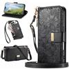xinyunew Cover per Apple iPhone Duo, Fiori Custodia a Libro Portafoglio Antiurto in Pelle PU Flip Case Interna Silicone con Porta Carte, Supporto, Chiusura Magnetica e Cinturino, Nero