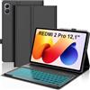 Occtingkind Per Redmi Pad 2 Pro 12,1 Cover Tastiera con RGB Italiana | Con Retroilluminazione 7 Colori - Custodia Magnetica Keyboard, Utilizzo ottimale, Cover per Poco Pad M1 Nero