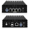 ROUAFWIT Firewall Mini PC N3700, 4x i226V 2.5GbE LAN, 4USB3.0, DDR3 8G RAM 128G SSD | Fanless Firewall Appliance 4C/4T, DDR3 Max 8GB, MSATA, 2HD +DP 3 Display, RJ45 CONSOLE, MIC&SPK, Support Pfsense