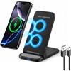 Moxtouz Caricatore Wireless Rapido Pieghevole 15W per Samsung Galaxy S26 Ultra S25 S24, Supporto Ricarica Wireless per Google Pixel 11 Pro XL 10 10a 9 8 7, per iPhone 18 Pro Max 17 16 15