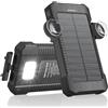 Sprockly Power bank solare da 26800 mAh con supporto a ventosa, batterie esterne per power bank, 3 porte USB con torcia